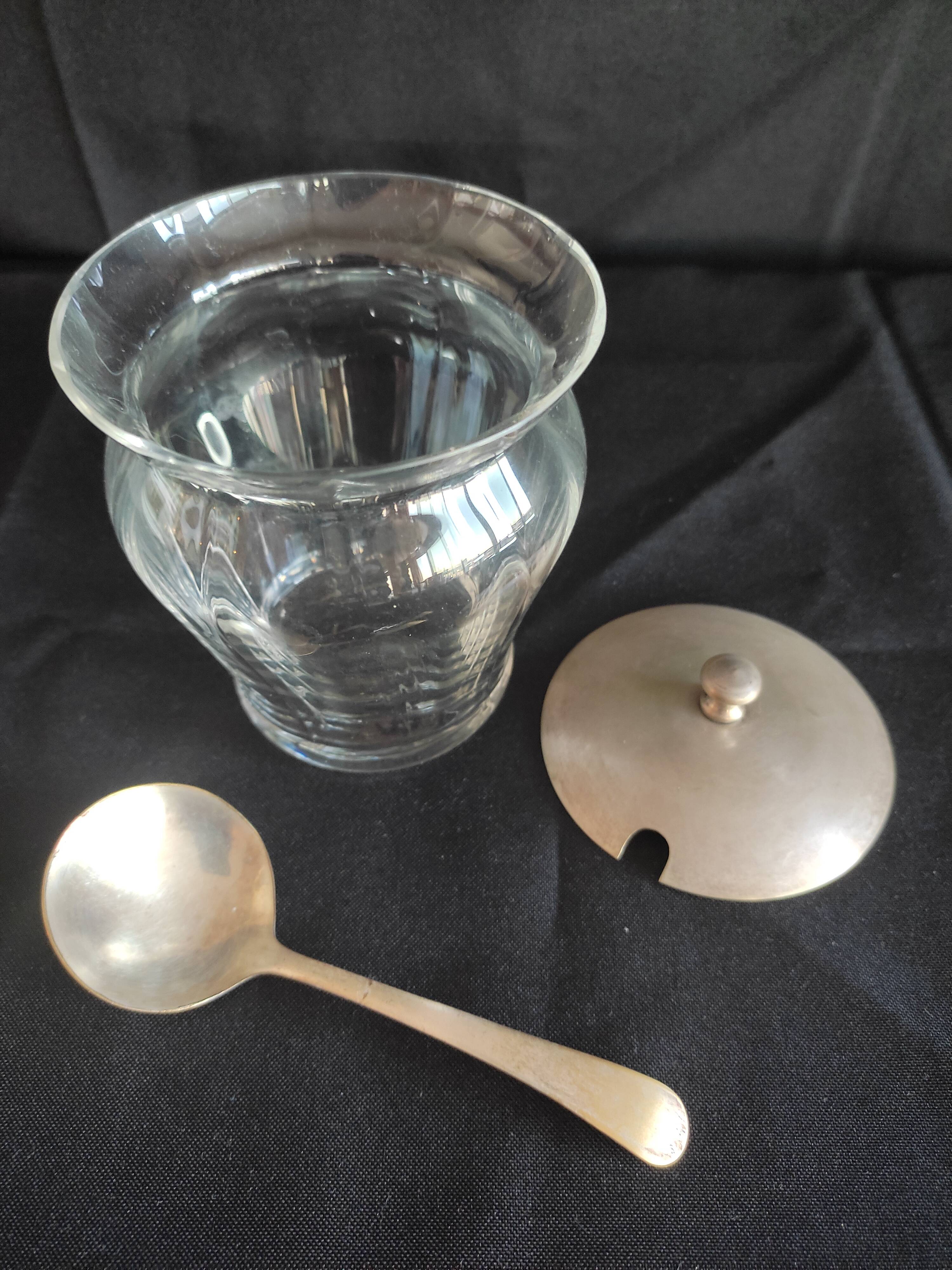 Silver plated glass sugar bowl