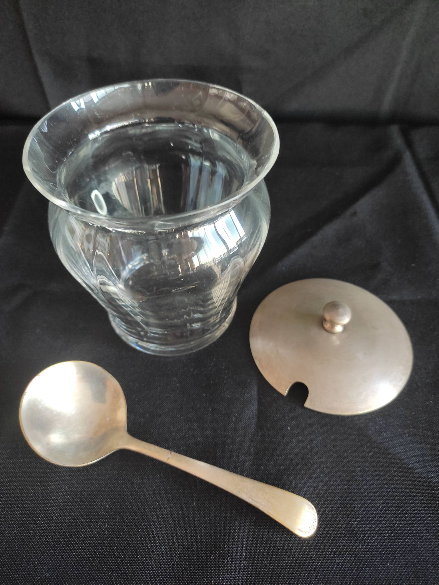 Silver plated glass sugar bowl
