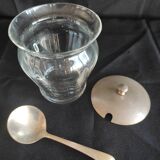 Silver plated glass sugar bowl