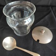 Silver plated glass sugar bowl