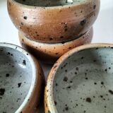 4 glazed pyrite stoneware bowls from the 70s