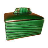 Bonbonnière art déco en porcelaine verte faïence Saint Clément b Letalle