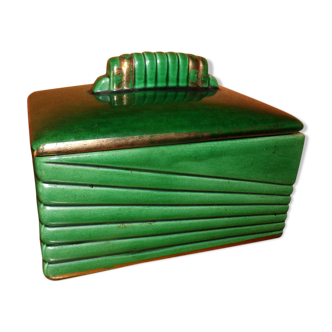 Art Deco candy in Green Porcelain, Saint Clement's Faïence, B Letalle