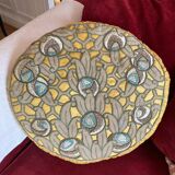 Large round Art Deco embroidered cushion