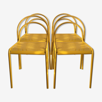 Set de 4 chaises en métal vintage 1980