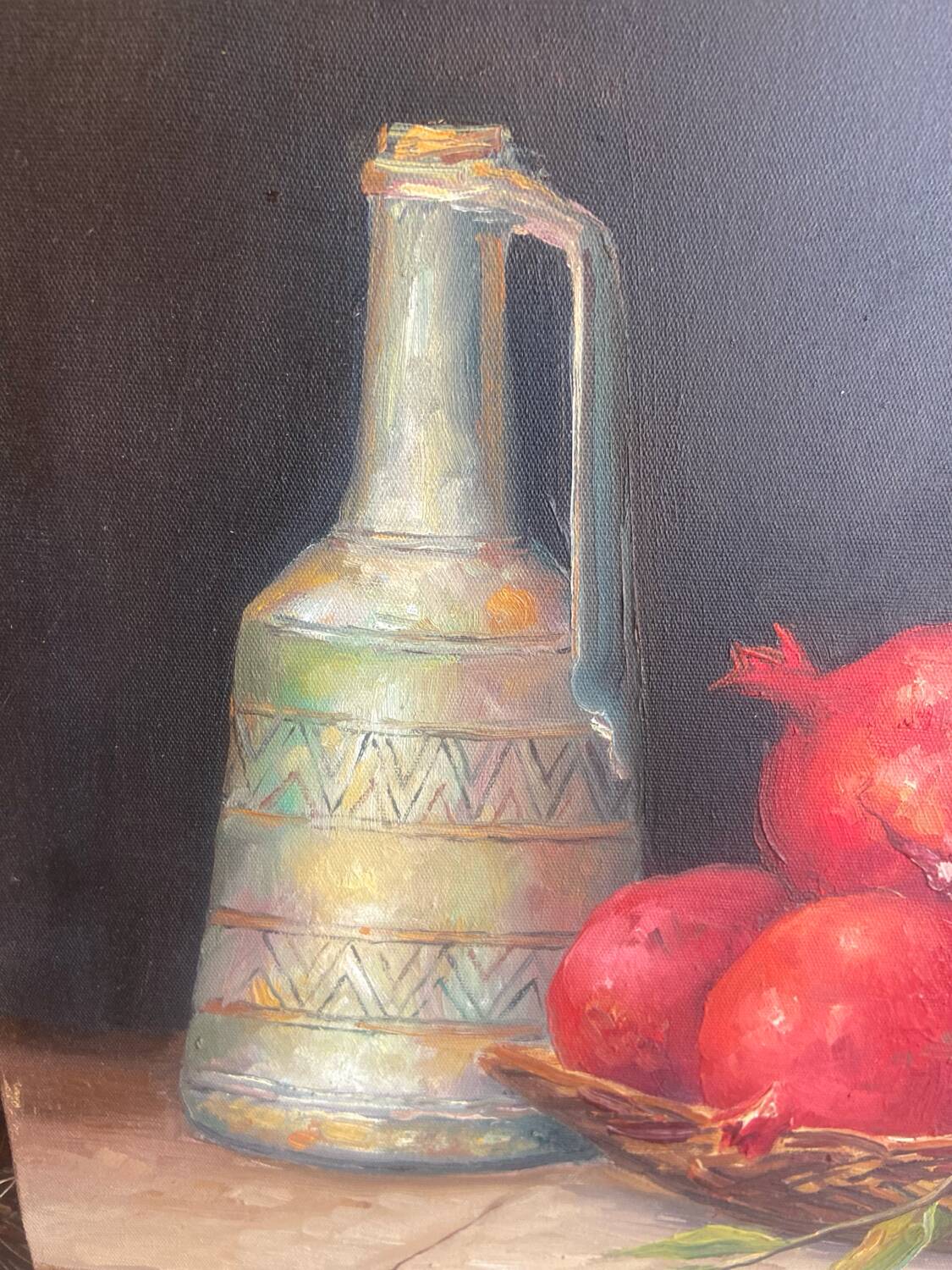 Old painting - Oil painting - Still life with pomegranates