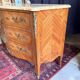 Commode galbée en marqueterie de style Louis XV, signée Marquant