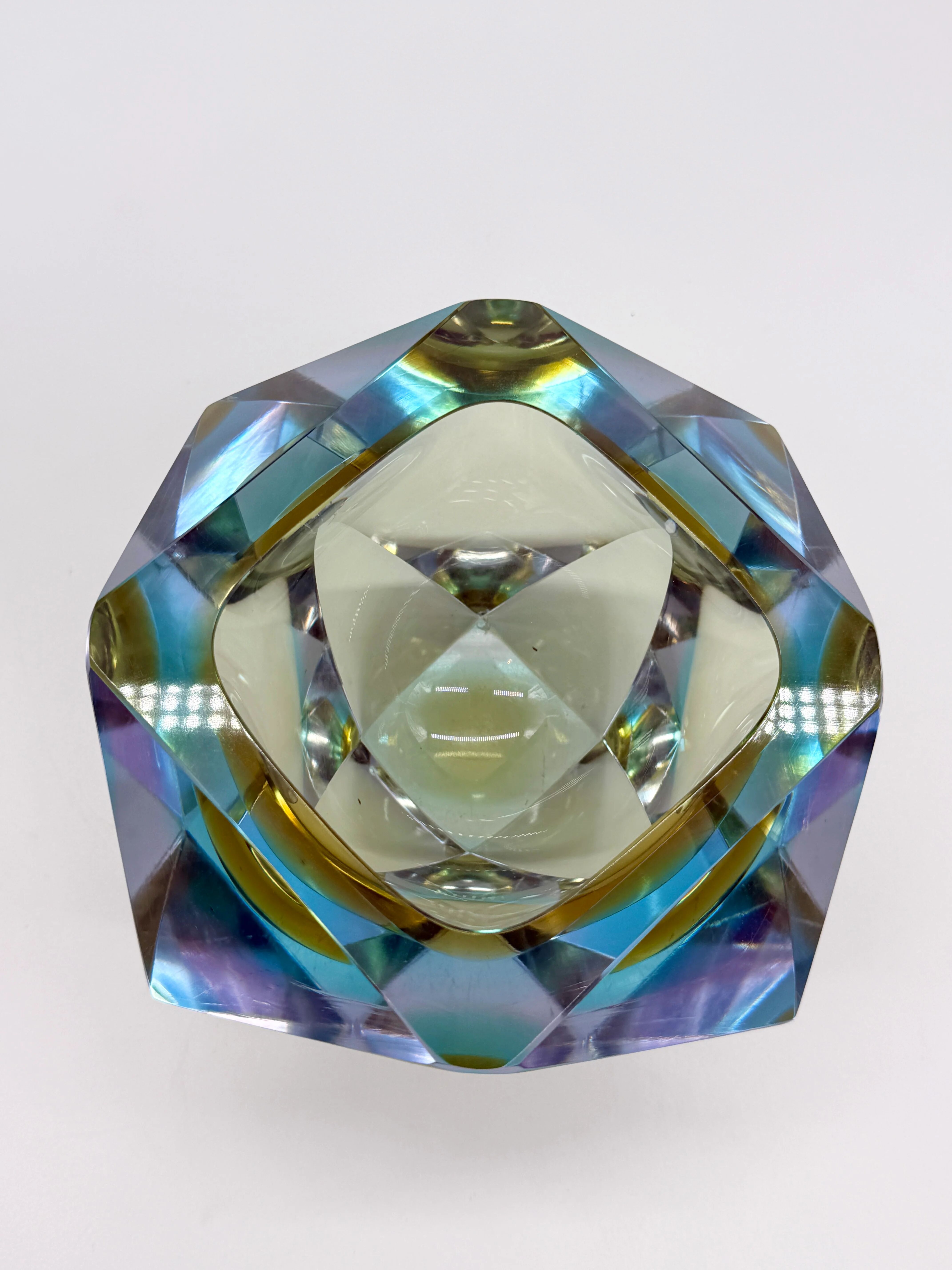 Large "Sommerso" ashtray in Murano glass, 1970s