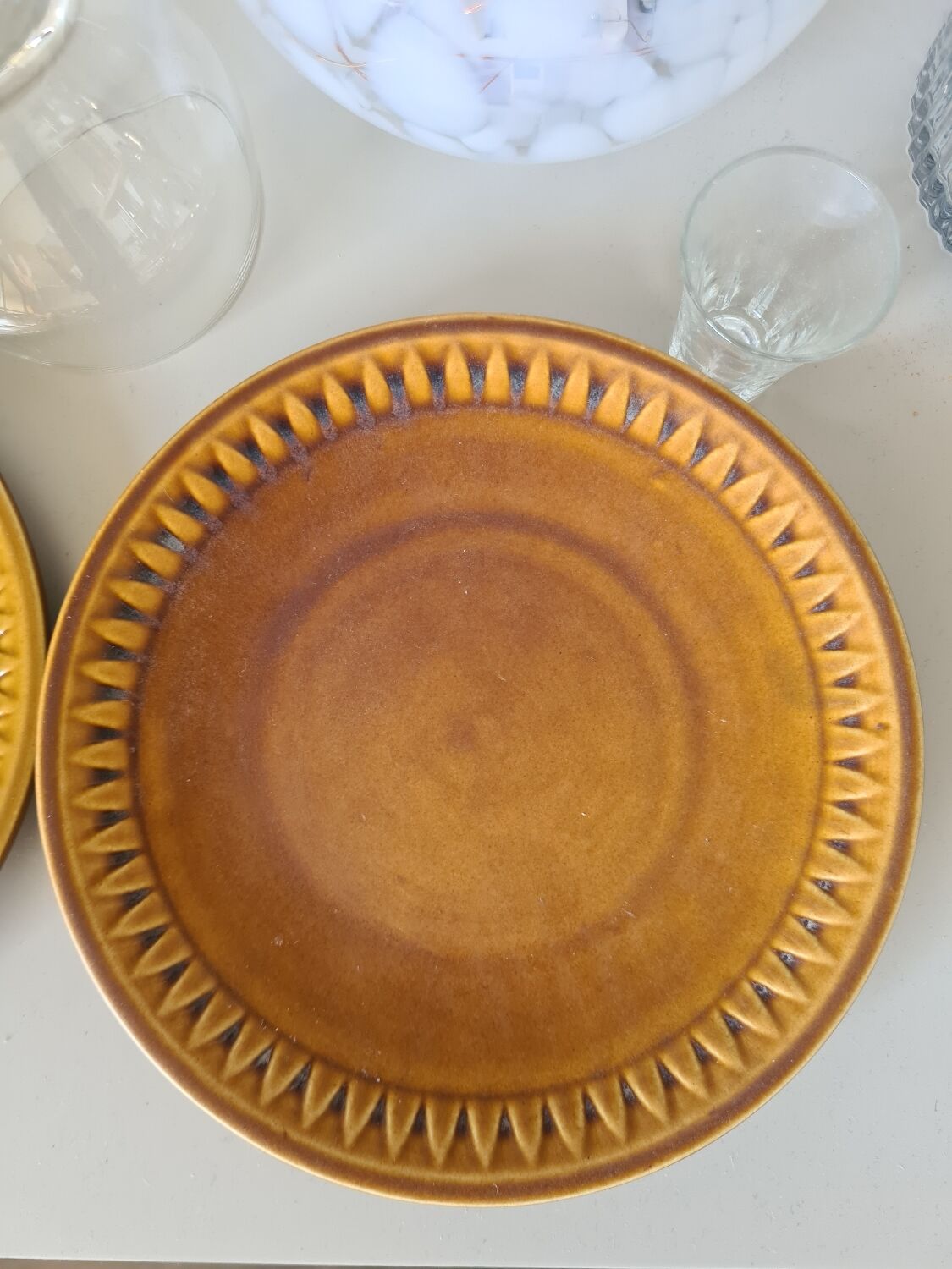 Vintage ceramic plate pair honey - Kera Vitral, Czechoslovakia