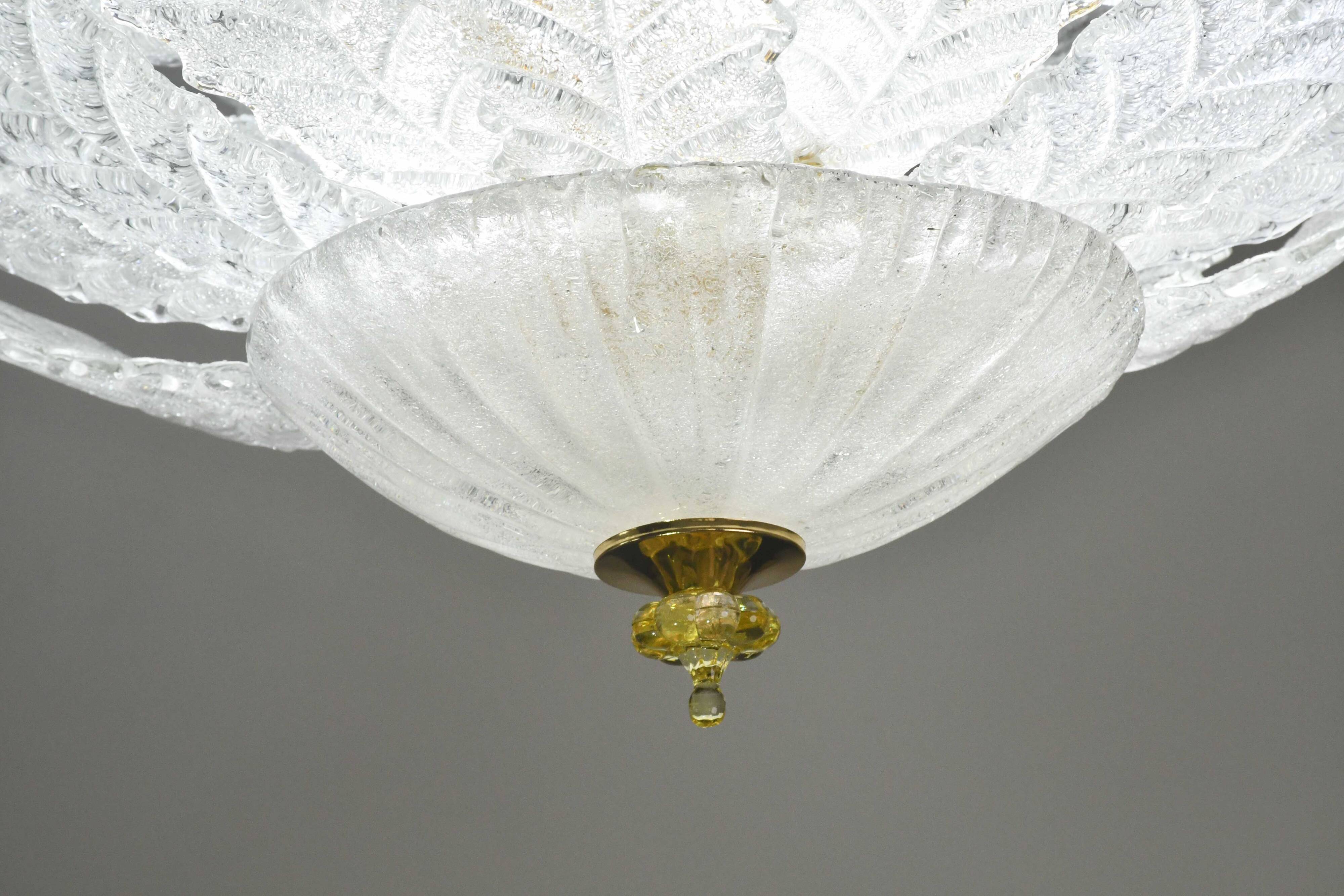 Florence, large size Murano clear transparent vintage glass ceiling light