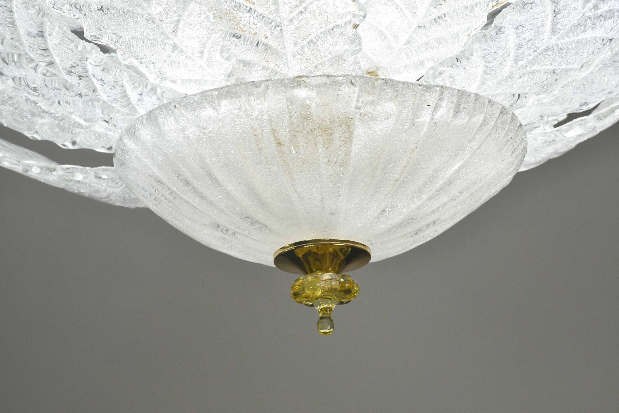 Florence, large size Murano clear transparent vintage glass ceiling light