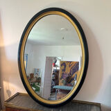 Vintage oval mirror wood black and gold