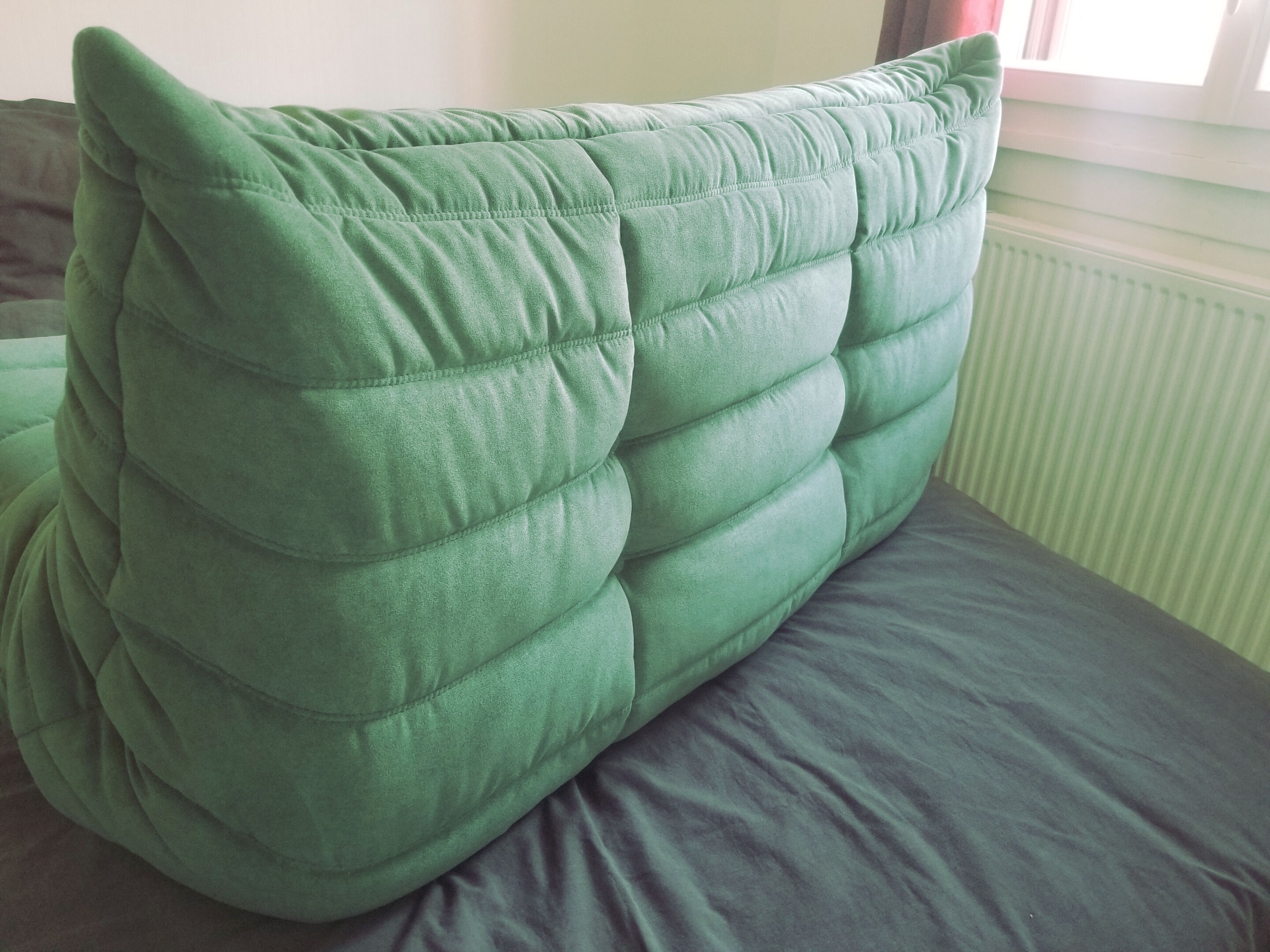 Togo sofa 2 places rehoussé to nine Alcantara Emerald Green
