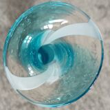 Soliflore biot en verre bleu et blanc