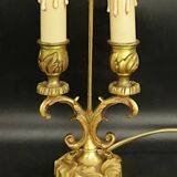 Lampe style Louis XV de chez Lucien GAU - abat-jour vert tôle effet craquelé