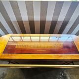 Old solid wood bar with glass top – character counter –