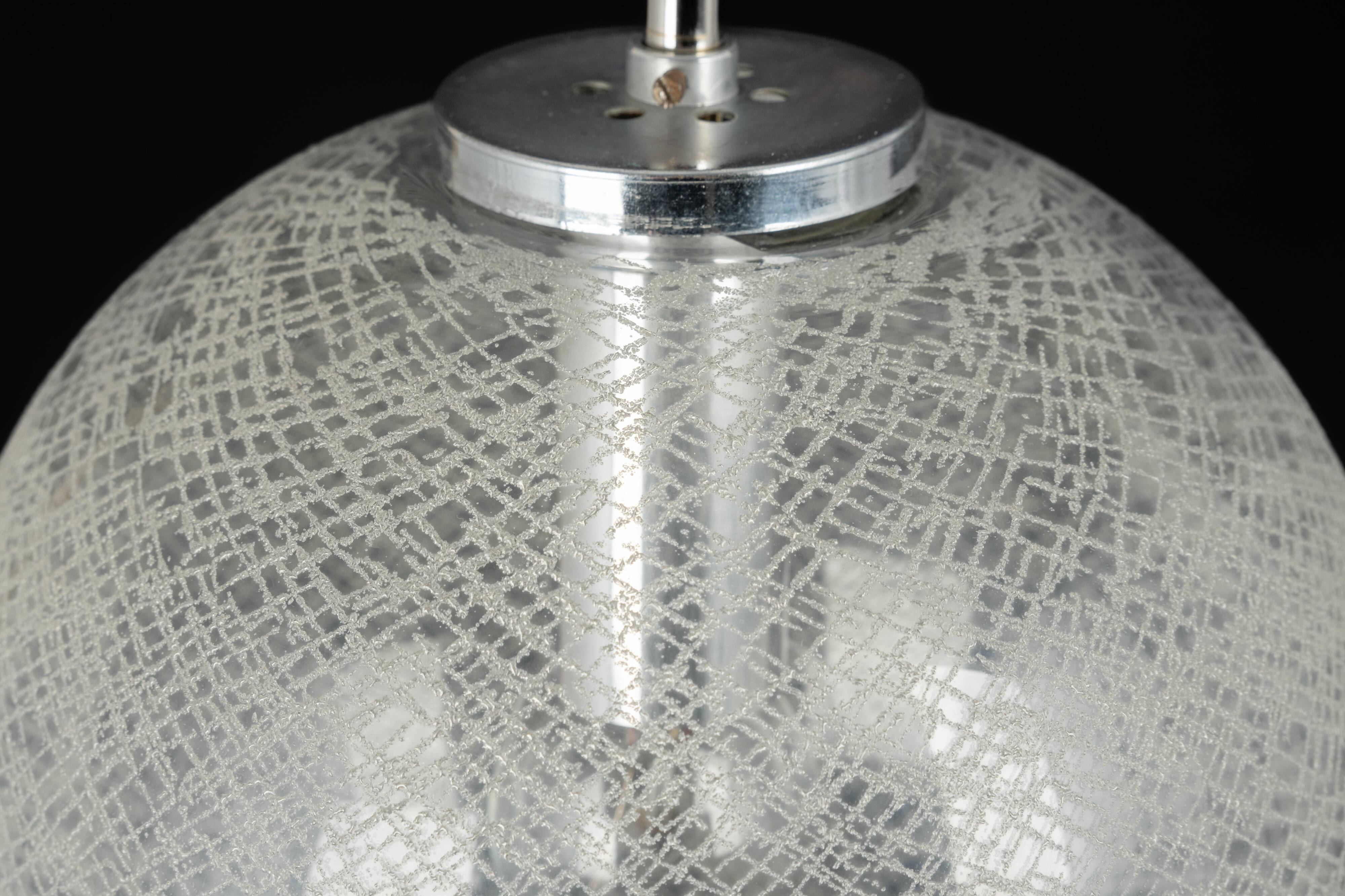 Small chrome Limburg pendant light with glass ball, Germany, 1970s.