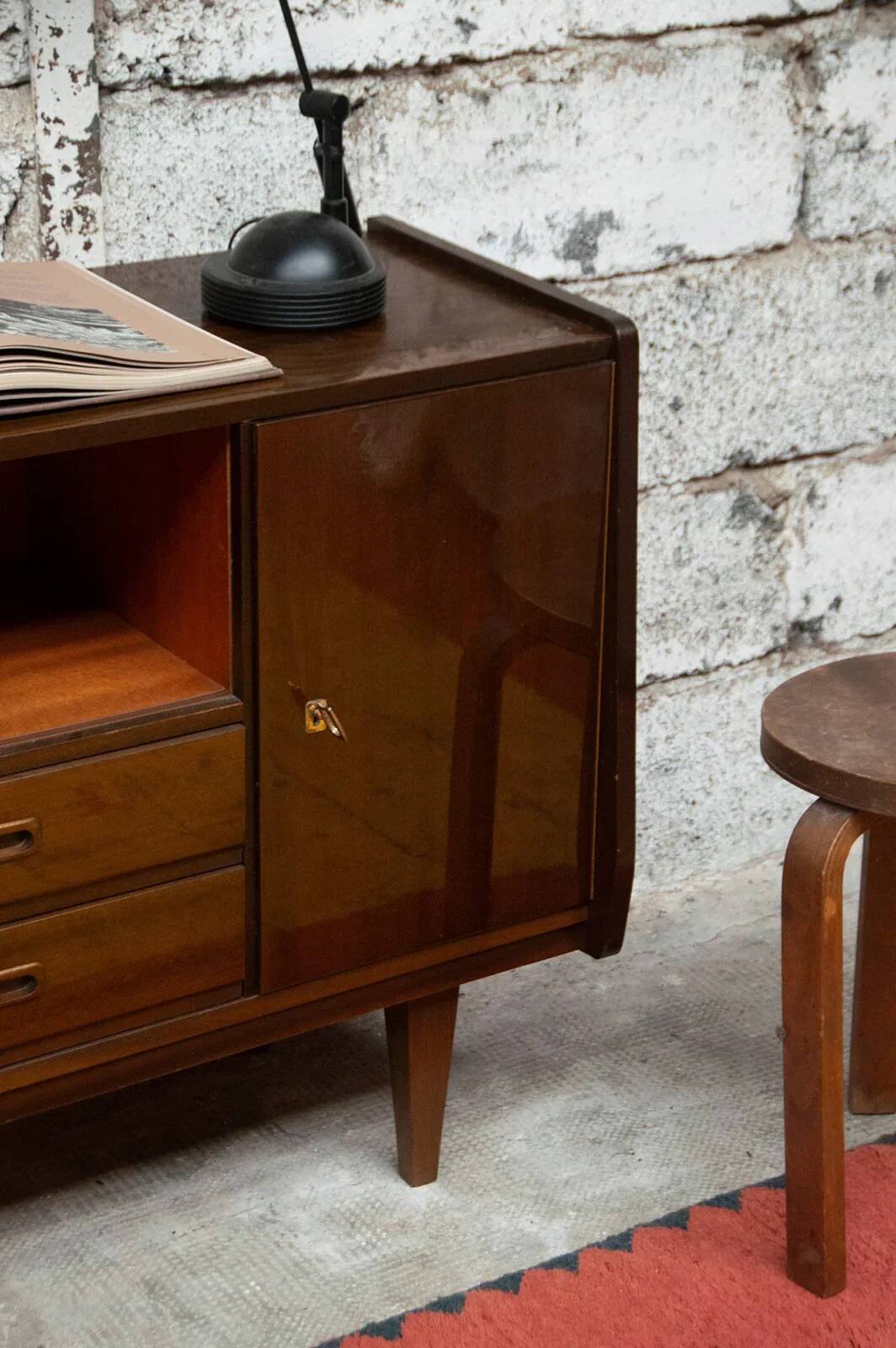 Enfilade / buffet vintage 1960 vitrée look scandinave
