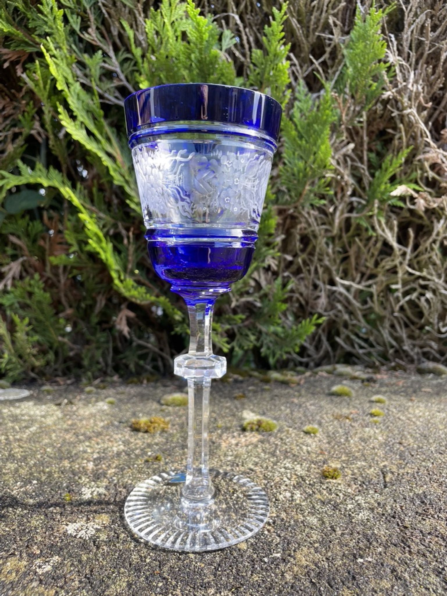Josephinenhütte - red wine glasses (5) - Art Nouveau - Cut and engraved Crystal Roemer