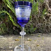 Josephinenhütte - red wine glasses (5) - Art Nouveau - Cut and engraved Crystal Roemer