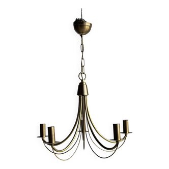 Modern golden chandelier with 5 arms of light