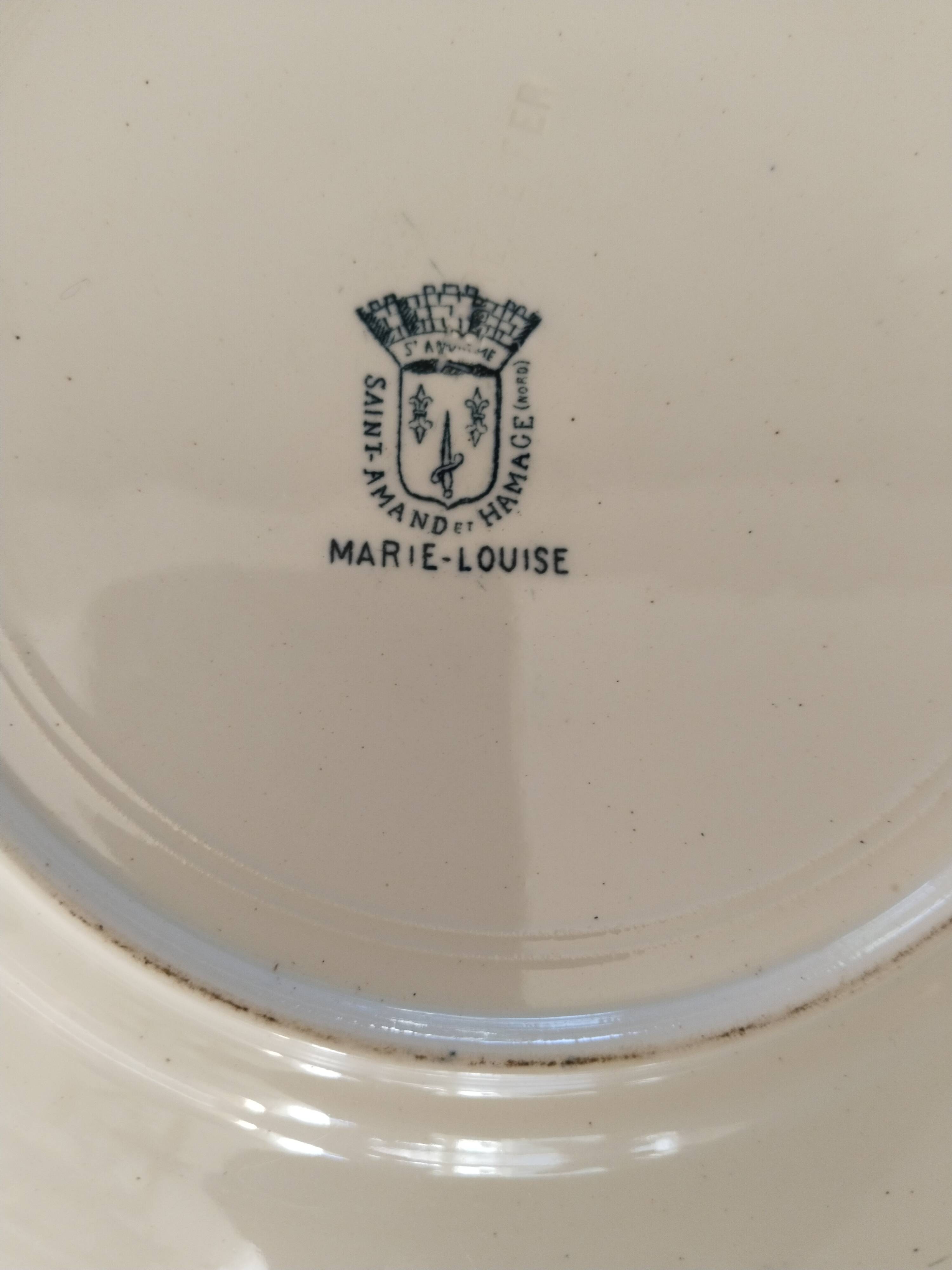 Flat plates (3) in earthenware from Saint Amand and Hamage, Terre de fer, Marie Louise model