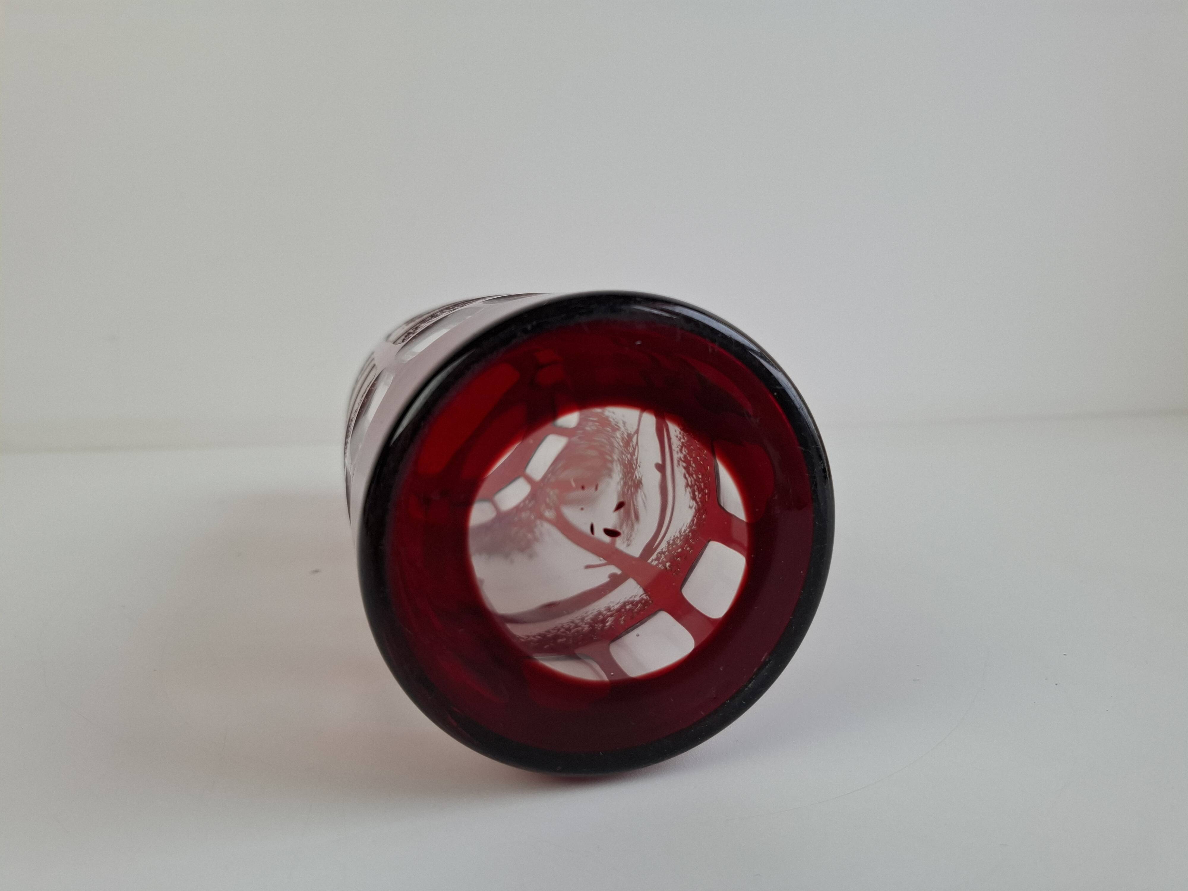 Egermann Art Deco Ruby Cut Overlay Vase, Czechoslovakia, circa 1920