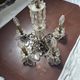 vintage pendant light from the 60s 70s with glass pendants and 5 candle holders