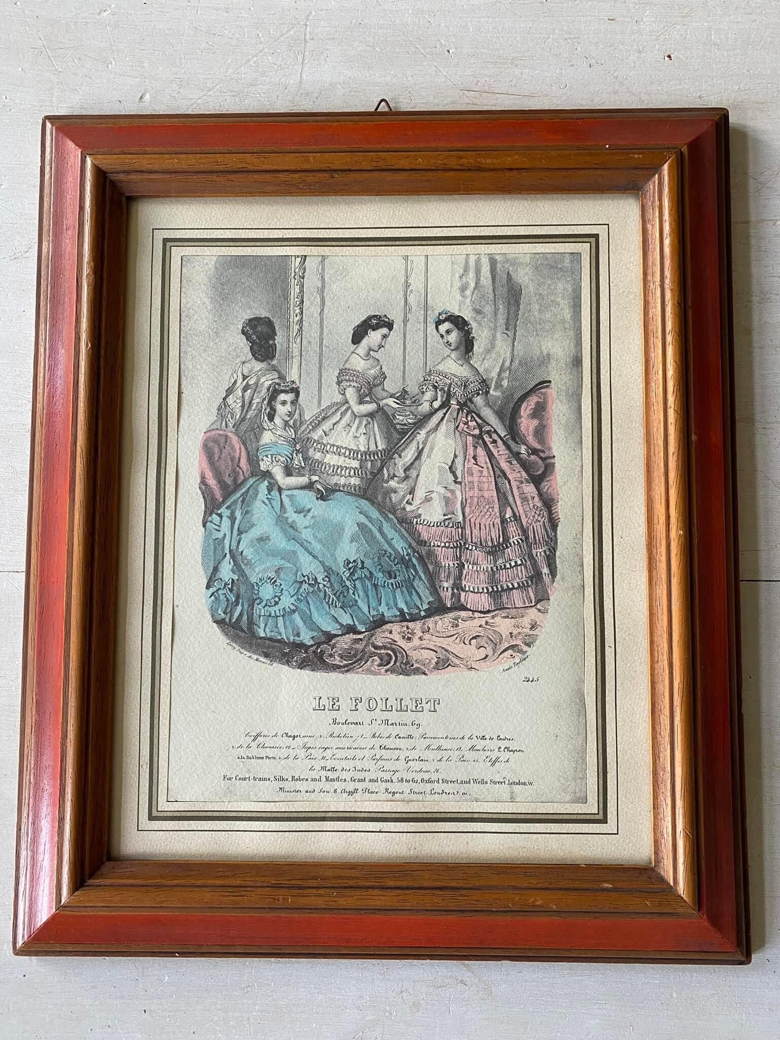 Fashion engraving XIXeme Le Follet, framed