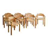 Vintage Danish Set of Eight Rainer Daumiller Wooden Dining Chairs, 1970s