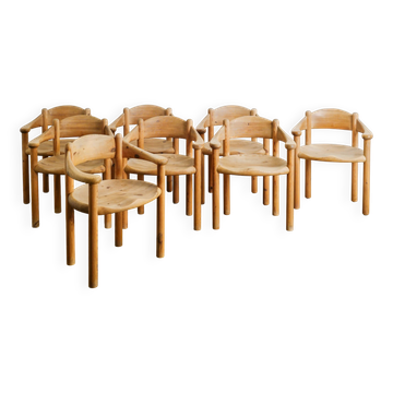 Vintage Danish Set of Eight Rainer Daumiller Wooden Dining Chairs, 1970s