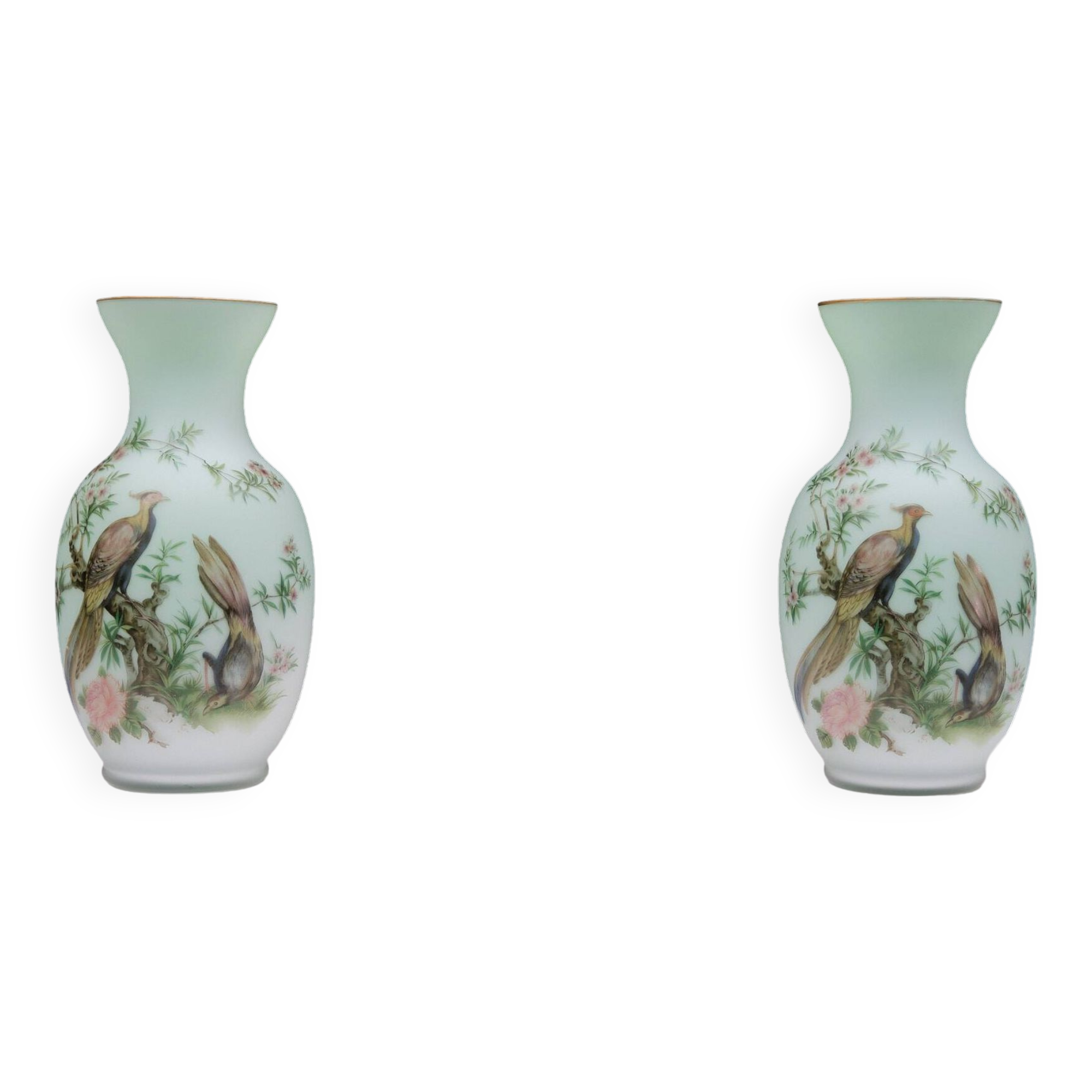 Norleans - Made in Italy - Opaline Glass Hand Painted Vases
