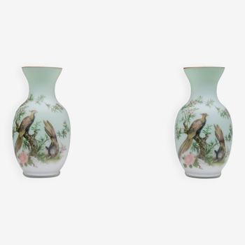 Norleans - Made in Italy - Opaline Glass Hand Painted Vases