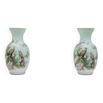 Norleans - Made in Italy - Opaline Glass Hand Painted Vases