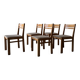 Série de 5 chaises design en orme massif vintage des années 80