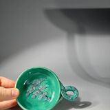 Set of 8 ceramic bowls with leaf decoration, signed Nissy Annecy, vintage