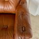 Mid-century vintage Scandinavian leather lounge chair in cognac brown leather