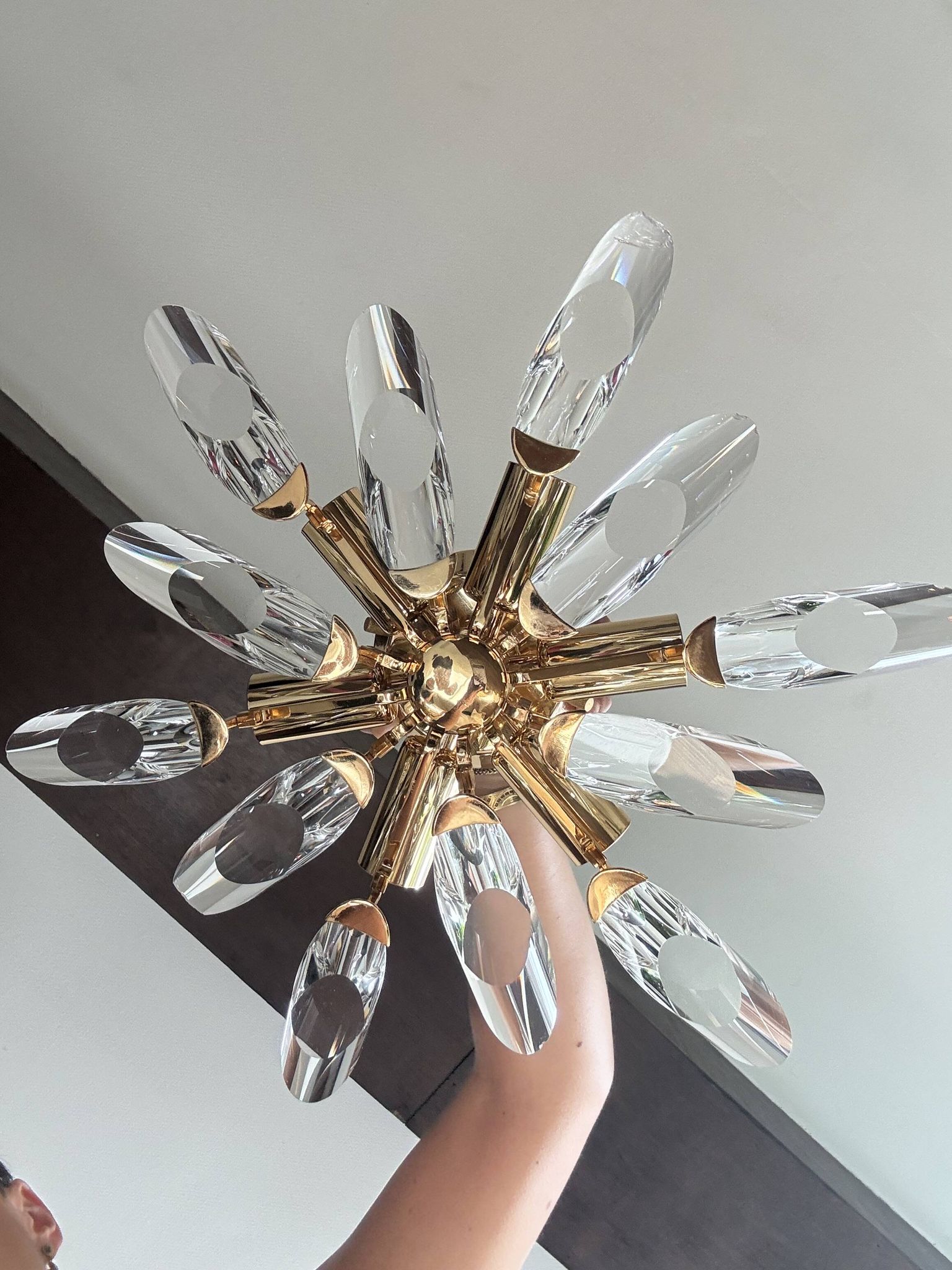 Vintage sputnik ceiling light — glass spikes