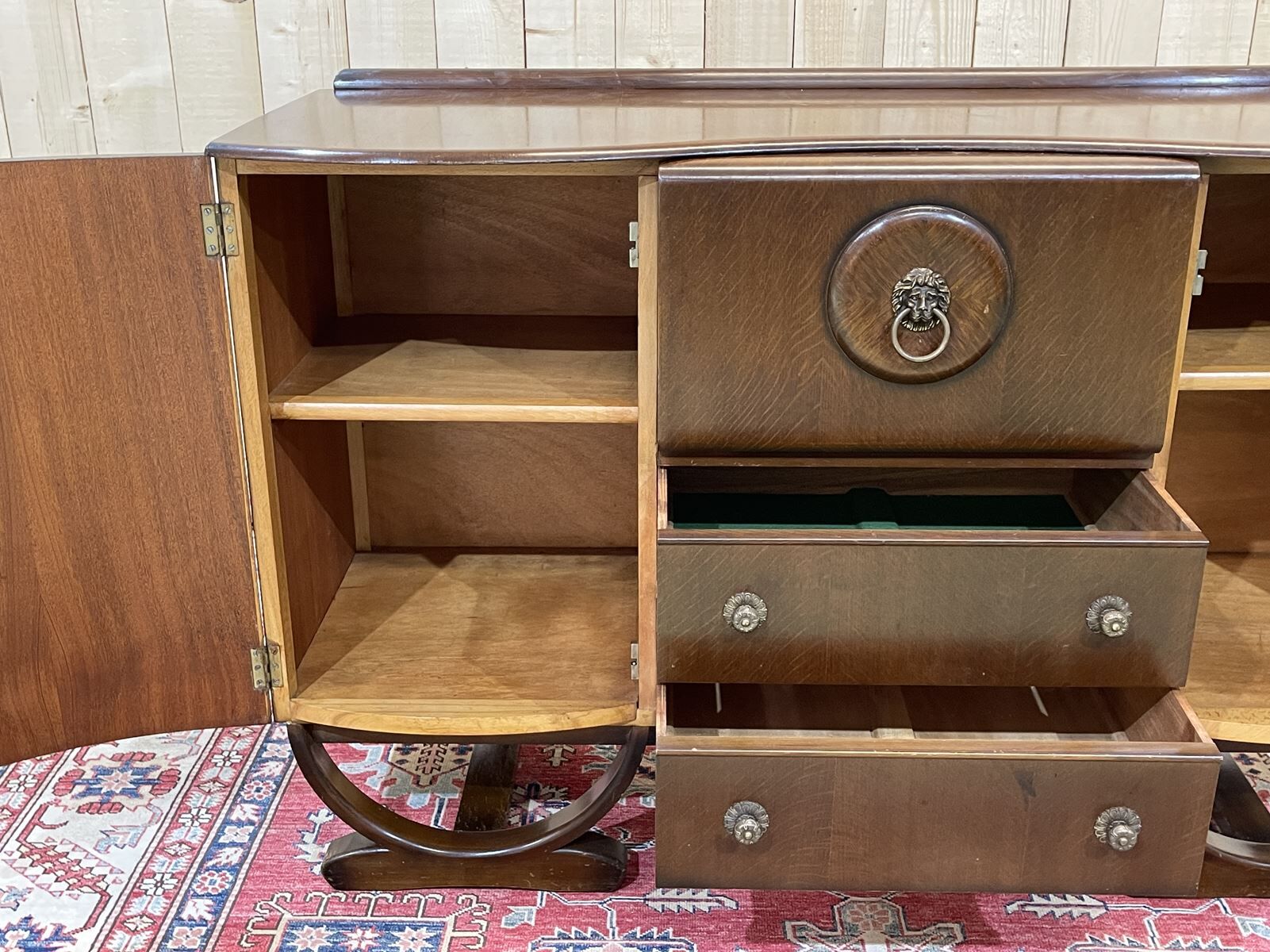 English art deco oak bar