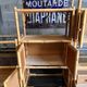 Bookcase, cannage in 3 modules and smoked glass trays - 70s