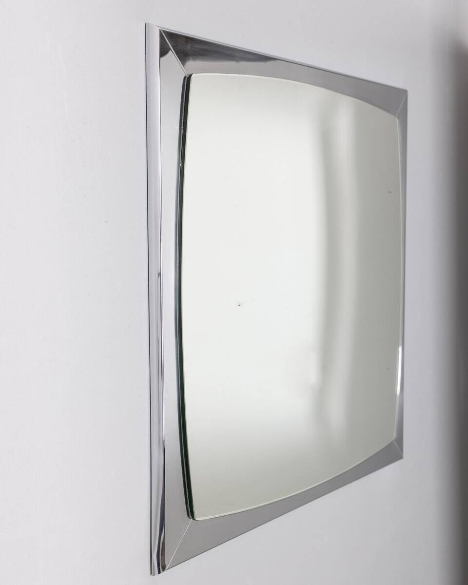 Miroir mural vintage années 70 en métal chromé design italien