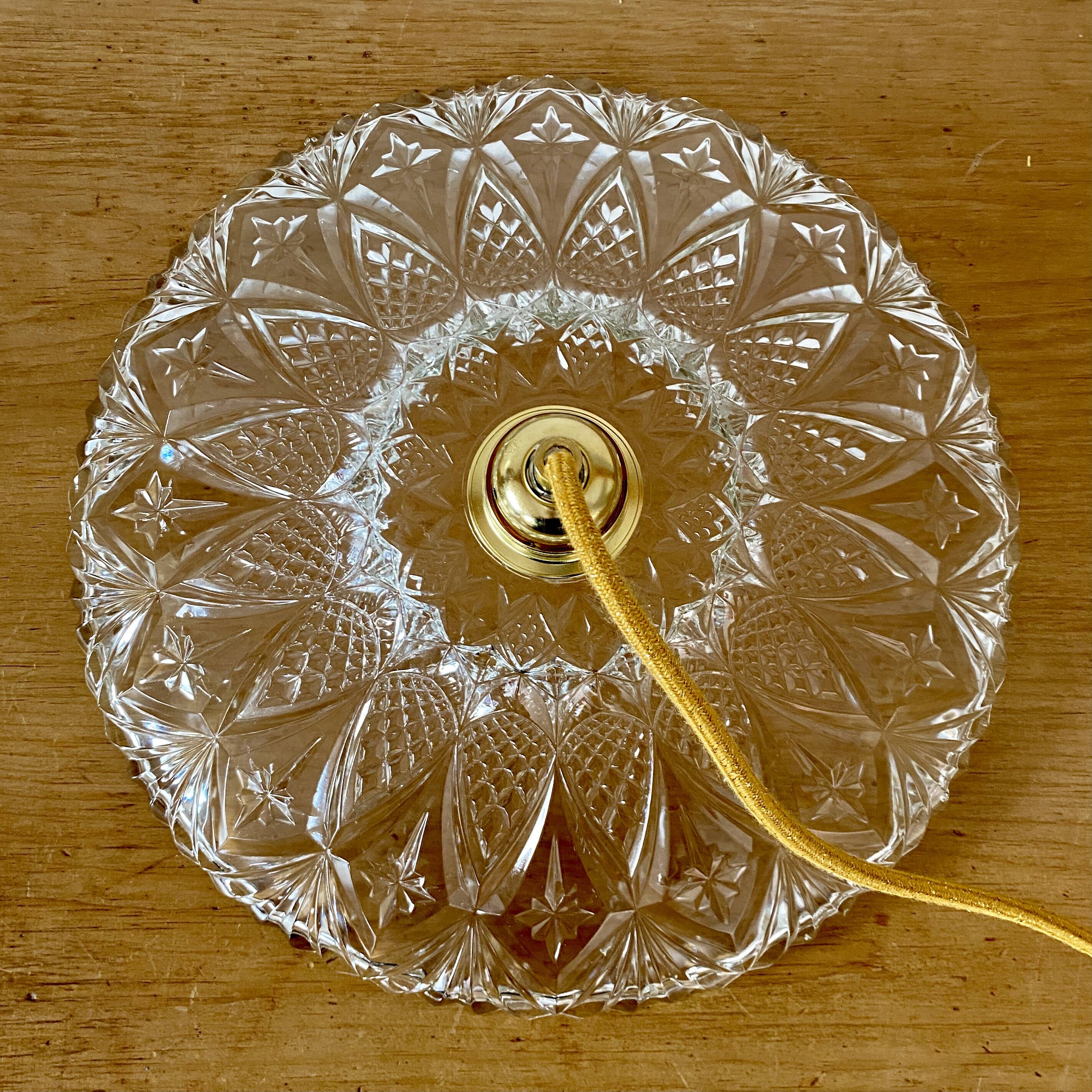 Vintage glass lampshade pendant light - tableware collection -