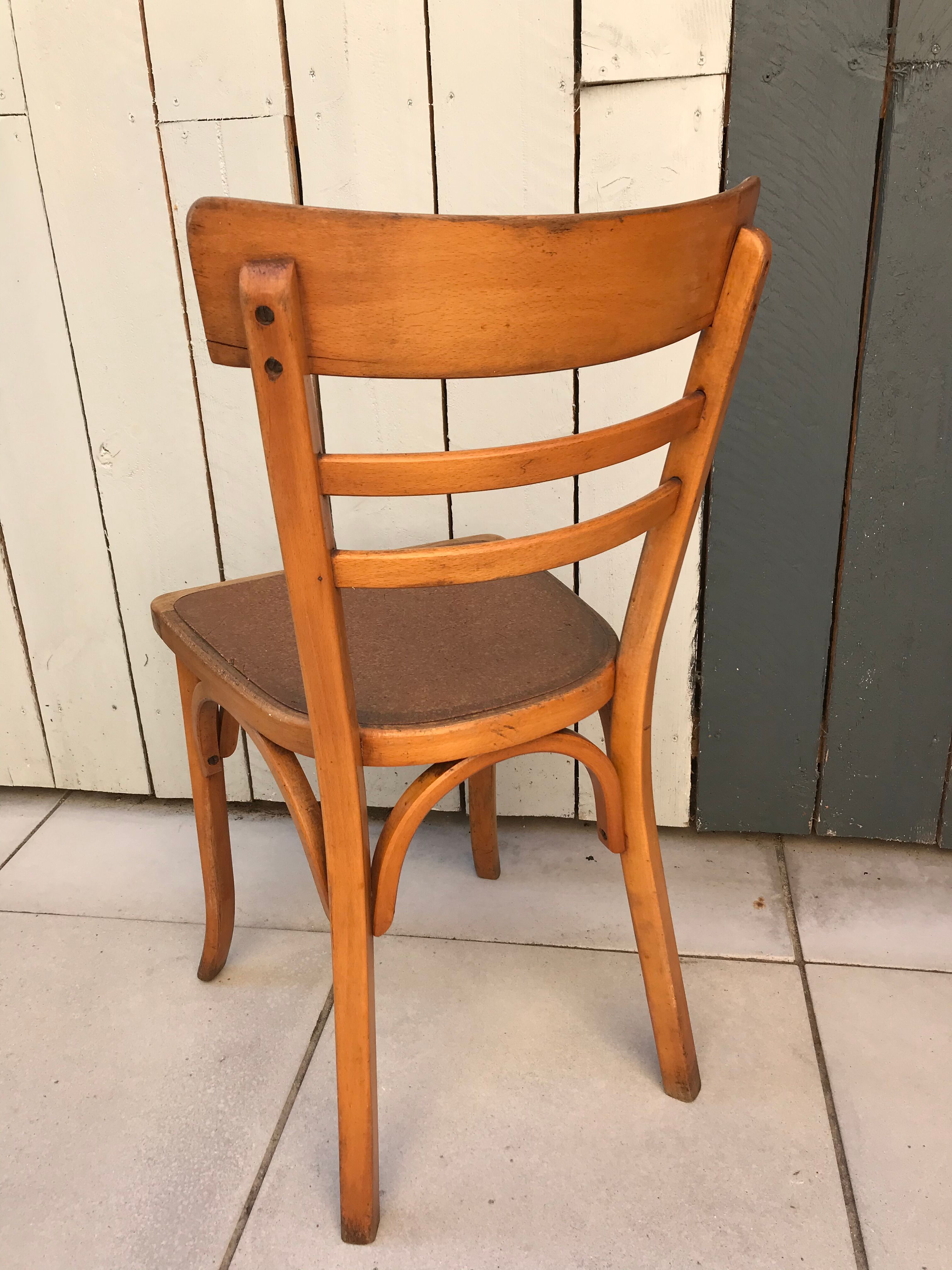 Lot of 4 bistro chairs stamped Baumann
