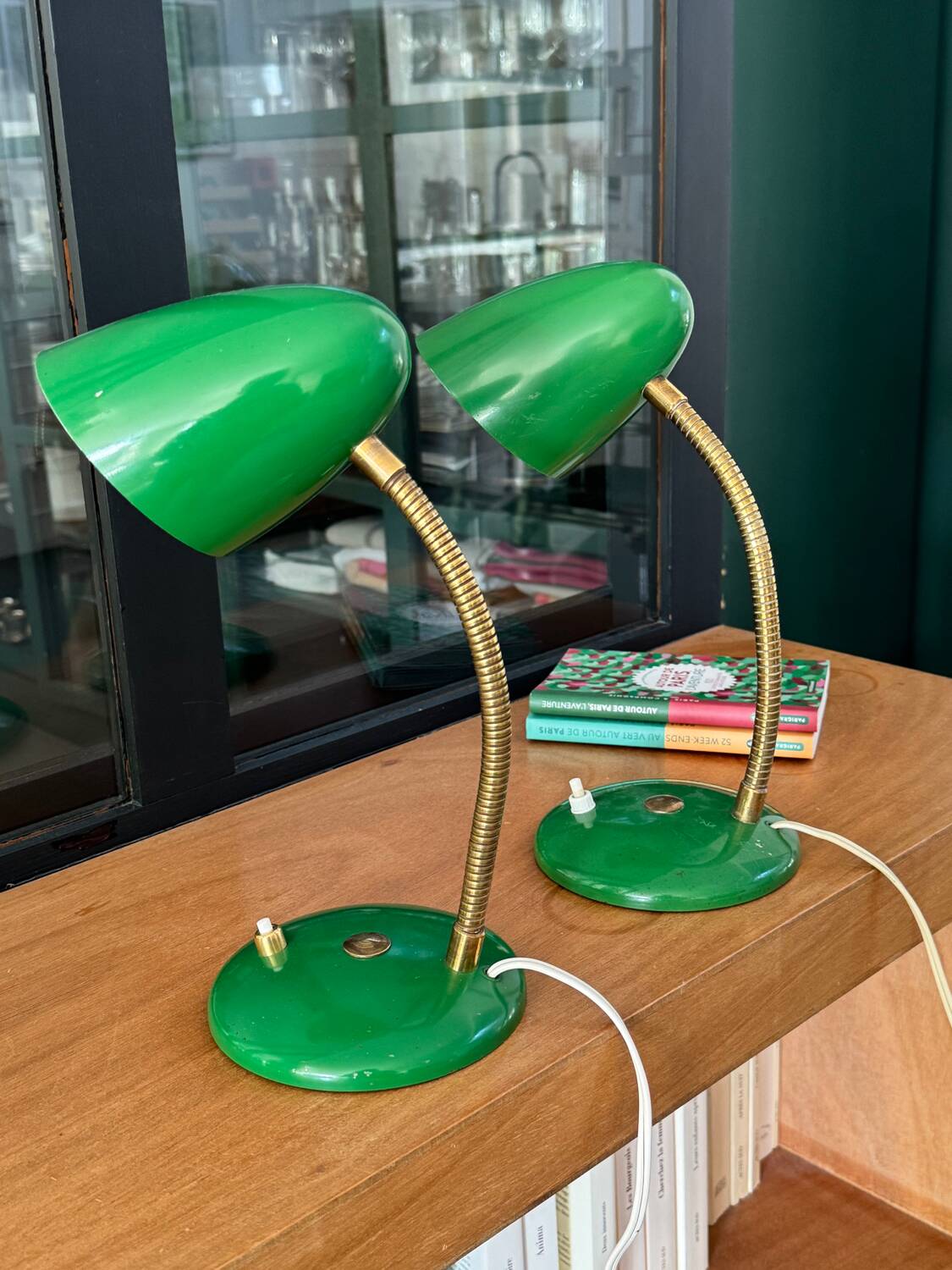 Lampes cocotte années 50/60 vert franc