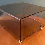 Small table, deserted on caster end table Plexiglas Michel Dumas