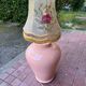 Large vintage ceramic pink pot lamp – Hand-painted lampshade