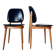 Paire de chaises vintage 1960 – Pieds compas & Simili-cuir noir