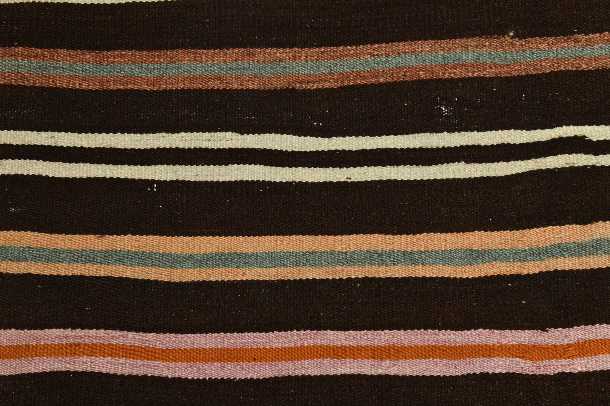 Striped Pattern Brown Kilim Runner Rug, 75x315Cm