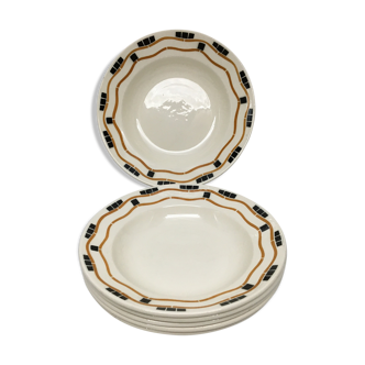 Lot de 6 assiettes creuses vintage  « badonviller - modèle yvonne »