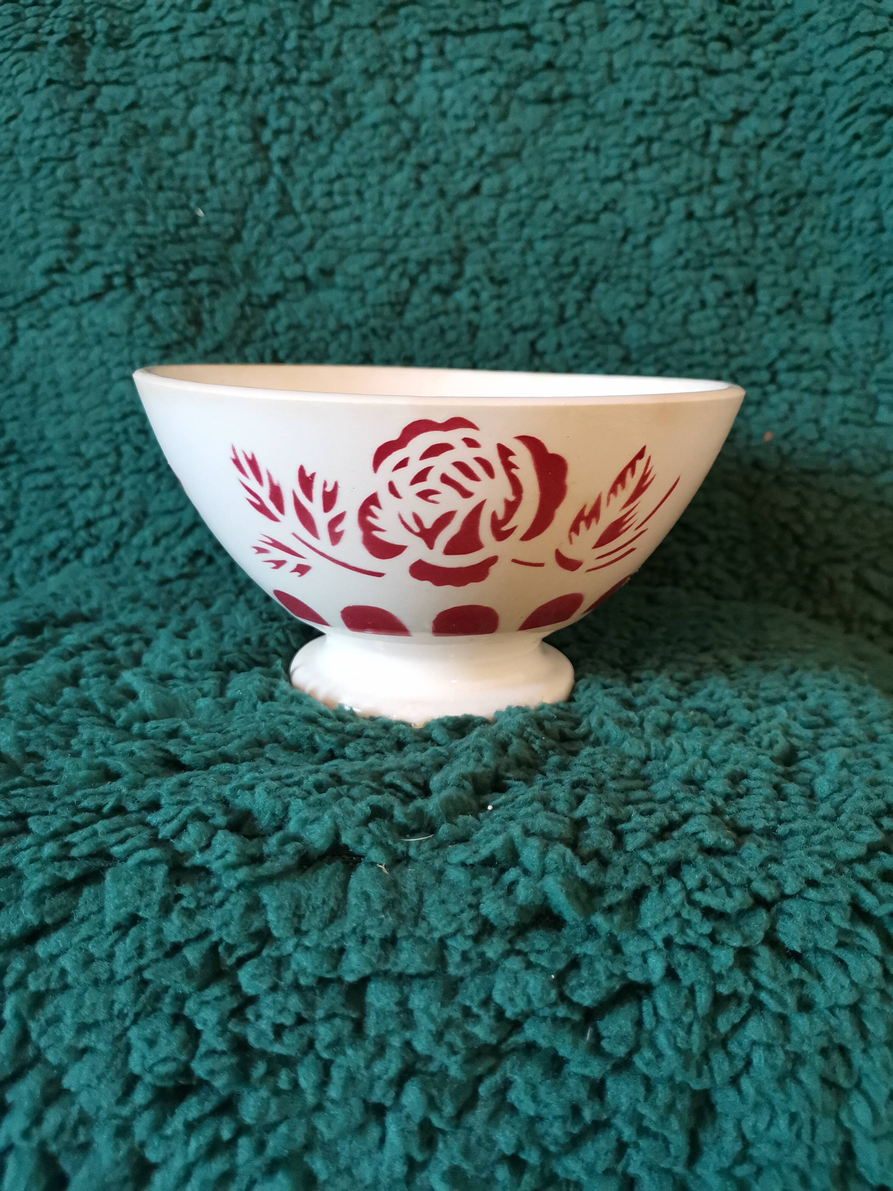 Old bowl Digoin pink red